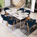 Ver imagem 2 de Kit 06 Cadeiras de Jantar e Estar Living Estofada Nadja L02 Suede Azul Marinho - Lyam Decor