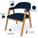 Ver imagem 4 de Kit 06 Cadeiras de Jantar e Estar Living Estofada Nadja L02 Suede Azul Marinho - Lyam Decor