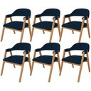 Ver imagem 1 de Kit 06 Cadeiras de Jantar e Estar Living Estofada Nadja L02 Suede Azul Marinho - Lyam Decor