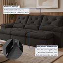 Ver mais imagens de Sofá Retrátil e Reclinável 4 Lugares Suede Londres 270cm Yescasa Preto