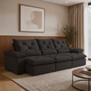 Ver imagem 1 de Sofá Retrátil e Reclinável 4 Lugares Suede Londres 270cm Yescasa Preto