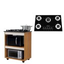 Ver imagem 1 de Kit Balcão Cooktop Turim Nature/off White com Fogão Cooktop 5 Bocas Chamalux