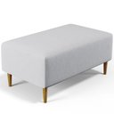 Ver imagem 2 de Puff Decorativo Sala de Estar Cléo W01 Pés Palito 90 cm - Lyam Decor Cléo Pés Palito Linho Cinza