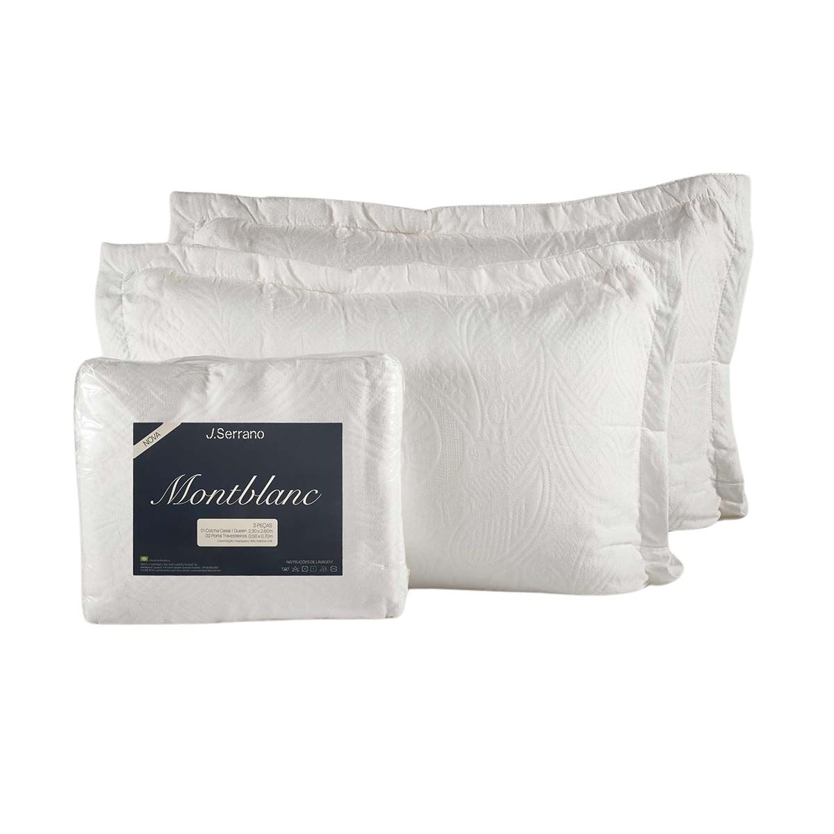 Kit Colcha Cobre Leito Casal 3pç Montblanc Memory Branco - 2