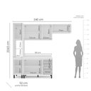Ver imagem 2 de Armário de Cozinha Modulada Completa 4 Peças 240cm com Tampo 250066 Meena Politorno Móveis