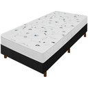 Ver imagem 1 de Cama Box Preta + Colchão Solteiro Salta Liso Branco Espuma D23 88x188x54cm
