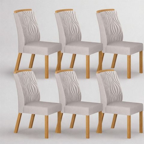 Kit 6 Cadeiras Maciça de Jantar Estofada Ilhéus- Arbo Design