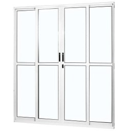 Porta de Aluminio de Correr 210x160cm 4 Folhas 2 Fixas com Vidro Liso Temperado MGM - 1