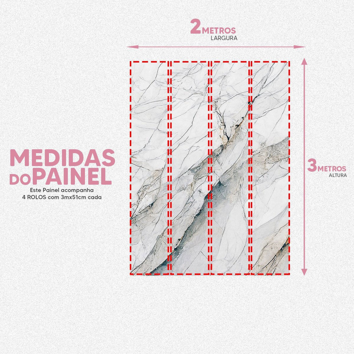 Papel de Parede Painel 3D Mármore Branco 2M Abstrato Viníl Revestimento Pedra Requinte Auto Colante - 5