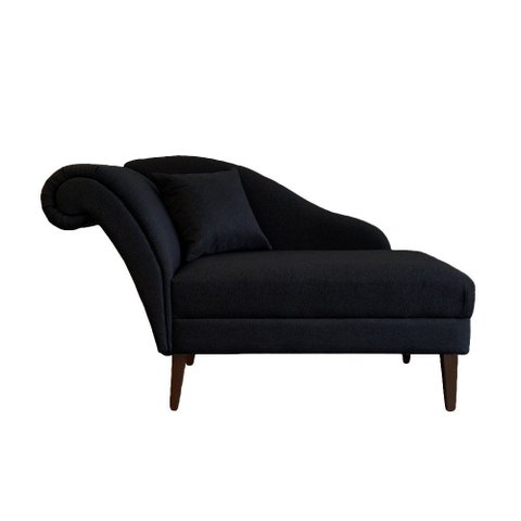Recamier Divã Olivia 1,30cm Linho Preto - Dominic Decor