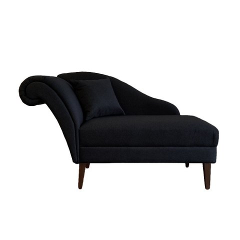 Recamier Divã Olivia 1,30cm Linho Preto - Dominic Decor
