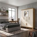 Ver imagem 1 de Guarda Roupa Compacto 6 Portas 3 Gavetas Espelho Roupeiro Nature Champanhe