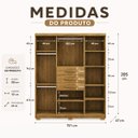 Ver imagem 3 de Guarda Roupa Compacto 6 Portas 3 Gavetas Espelho Roupeiro Nature Champanhe