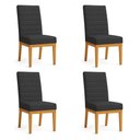 Ver imagem 1 de Kit 4 Cadeiras de Jantar Solana Suede Preto Base de Madeira - Pallazio
