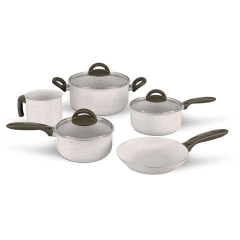 Jogo de Panelas 5 Peças Vanilla em Alumínio e Revestimento Cerâmico Antiaderente Ceramic Life