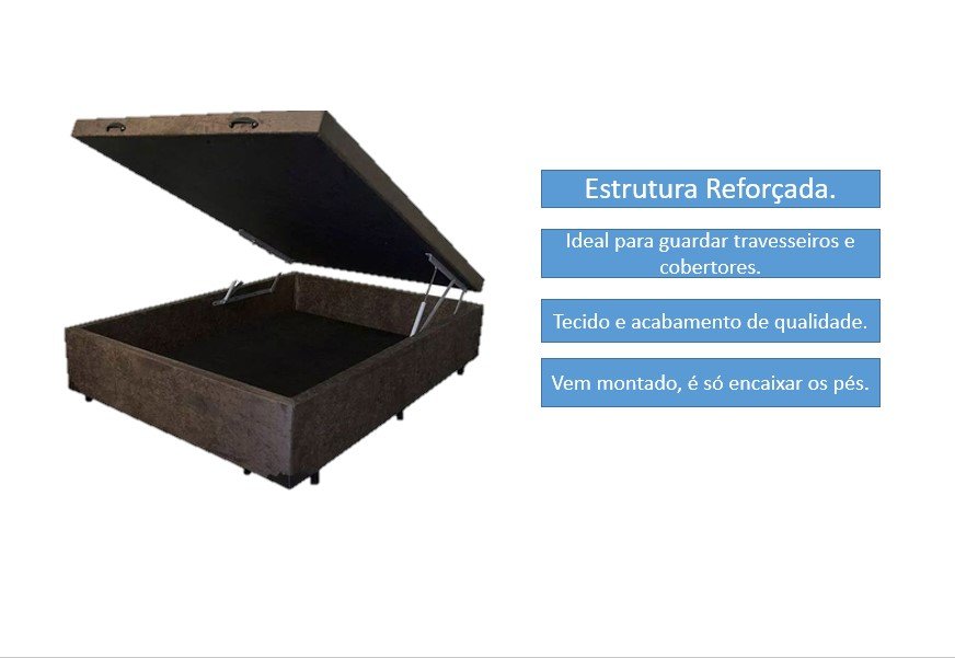 Cama Box Baú Casal 138 - Bello Box- Suede Marrom - 2