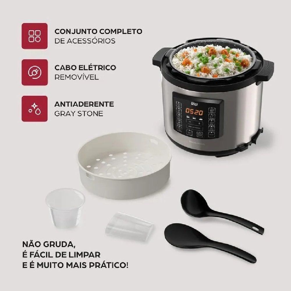 Panela Elétrica de Pressão Wap Preto e Inox 6l 110v Wppe1 - 6