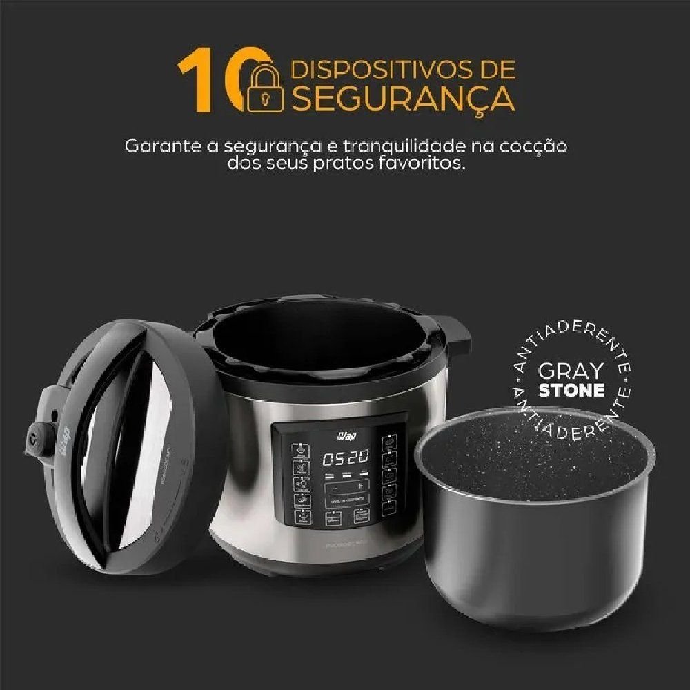 Panela Elétrica de Pressão Wap Preto e Inox 6l 110v Wppe1 - 8