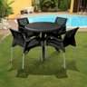Conjunto Forte Plástico Deluxe Mesa Redonda 90cm com 4 Cadeiras com Braço - Preto - 2