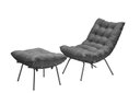 Ver imagem 1 de Poltrona Costela com Puff Adão Base Metal Preto - Veludo Cinza