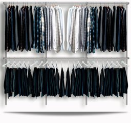 Arara cabideiro aramado trilho parede closet loja suspenso Br 2,80 m - 1