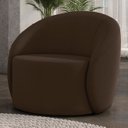 Ver imagem 1 de Poltrona Sala Decorativa Redonda 91cm Steve Suede Marrom I01 - Mpozenato