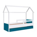 Ver imagem 2 de Cama Montessoriana Infantil Estilo Casinha com Cama Auxiliar Cor:branco com Azul Secreto