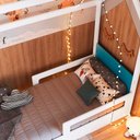 Ver imagem 4 de Cama Montessoriana Infantil Estilo Casinha com Cama Auxiliar Cor:branco com Azul Secreto