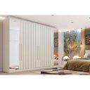 Ver imagem 1 de Guarda Roupa Casal 6 Portas (4 Ripadas e 2 C/ Espelho) e 4 Gavetas Oxford Off White - Europa