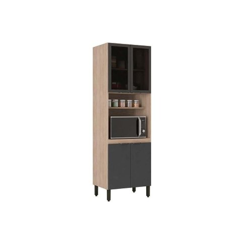 Paneleiro de Cozinha Modulado Firenze Torre Quente Forno C/ Prateleira 4 Portas C/ 2vidro 70x218cm