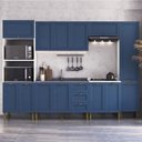 Ver imagem 1 de Armário Cozinha Americana Modulada Completa 305cm com Balcão Multimóveis CR20496 Branco/Azul