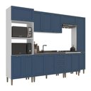 Ver imagem 2 de Armário Cozinha Americana Modulada Completa 305cm com Balcão Multimóveis CR20496 Branco/Azul