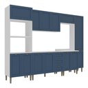 Ver imagem 5 de Armário Cozinha Americana Modulada Completa 305cm com Balcão Multimóveis CR20496 Branco/Azul