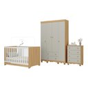 Ver imagem 2 de Quarto de Bebê Completo Berço Americano 3 em 1 Flor Multimóveis MP4938 Madeirado/Off White