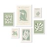 Kit Composição 6 Quadros Matisse Bege e Verde - com Vidro:moldura Preta - 2