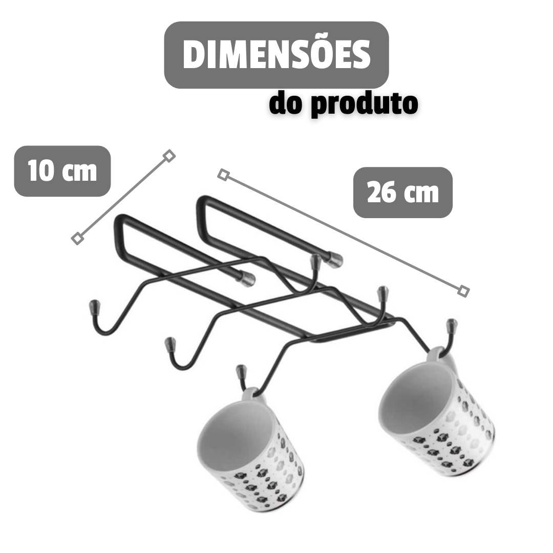 Suporte para Xícaras Suspenso Organizador Armário Cozinha - 2