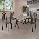 Ver imagem 1 de Conjunto de Mesa Tubular 100x60cm Tampo em Granito Topázio com 4 Cadeiras Lívia Preto