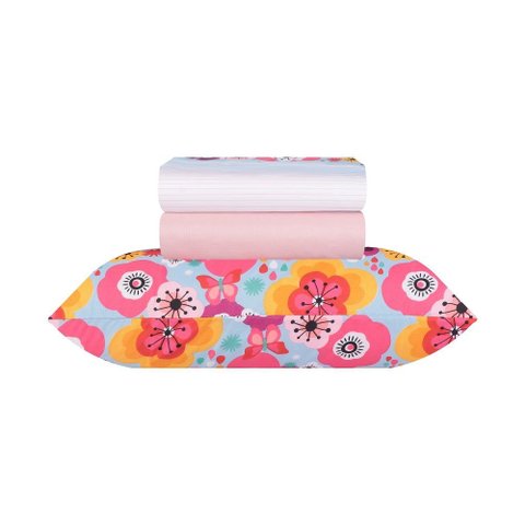 Jogo de Lençol Solteiro Infantil Toque Macio Duplo 3 Peças Menino e Menina 100% Poliéster Sultan