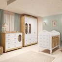 Ver imagem 1 de Quarto de Bebê com Guarda-Roupa Cômoda e Berço com Capitonê Maya Provençal 100% MDF Yescasa Branco/B