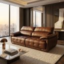 Ver imagem 1 de Sofá Retrátil e Reclinável Zurique 100% em Couro Natural com 2,60m Couro:castanho