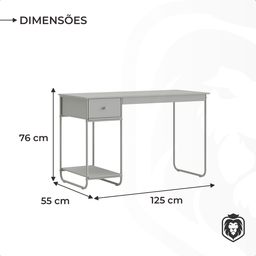 Mesa Home Office em Aço 125 X 55 Cm com Gaveta Criare Preto - 7