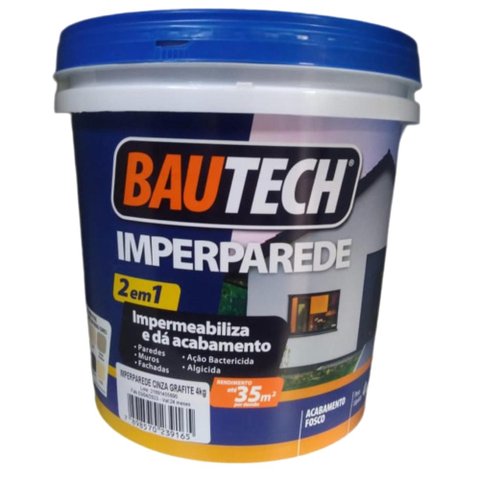 Tinta Acrílica Fosca Imperparede Cinza Grafite 4kg - 21891 - BAUTECH