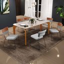 Ver imagem 2 de Mesa Capri 160cm Off White Com 6 Cadeiras Allana B05 Faixa Couríssimo Camel Linho Cinza - Lyam