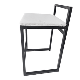 Banqueta Baixa Bali Estilo Industrial Assento Branco - 4 Banqueta Baixa Bali Estilo Industrial Assento Branco - 4