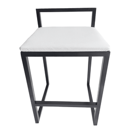 Banqueta Baixa Bali Estilo Industrial Assento Branco - 2 Banqueta Baixa Bali Estilo Industrial Assento Branco - 2