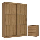 Ver imagem 1 de Guarda Roupa Casal Comfort 2 Portas Almendra Acetinado e Cômoda Gaveteiro Condessa Almendra - Thb