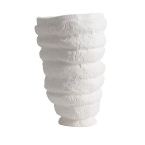 Vaso Porcelana Sinuosa 40cm Branco