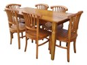 Ver imagem 1 de Mesa de Jantar Madeira de Demolição 1.60 x 0.80 com 06 Cadeiras Leque Sudeste Rústico