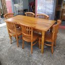 Ver imagem 5 de Mesa de Jantar Madeira de Demolição 1.60 x 0.80 com 06 Cadeiras Leque Sudeste Rústico