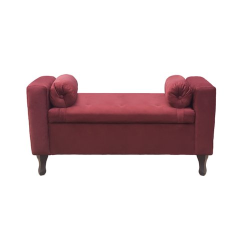 Recamier Baú Félix 120cm Suede Vinho - Dominic Decor Felix
